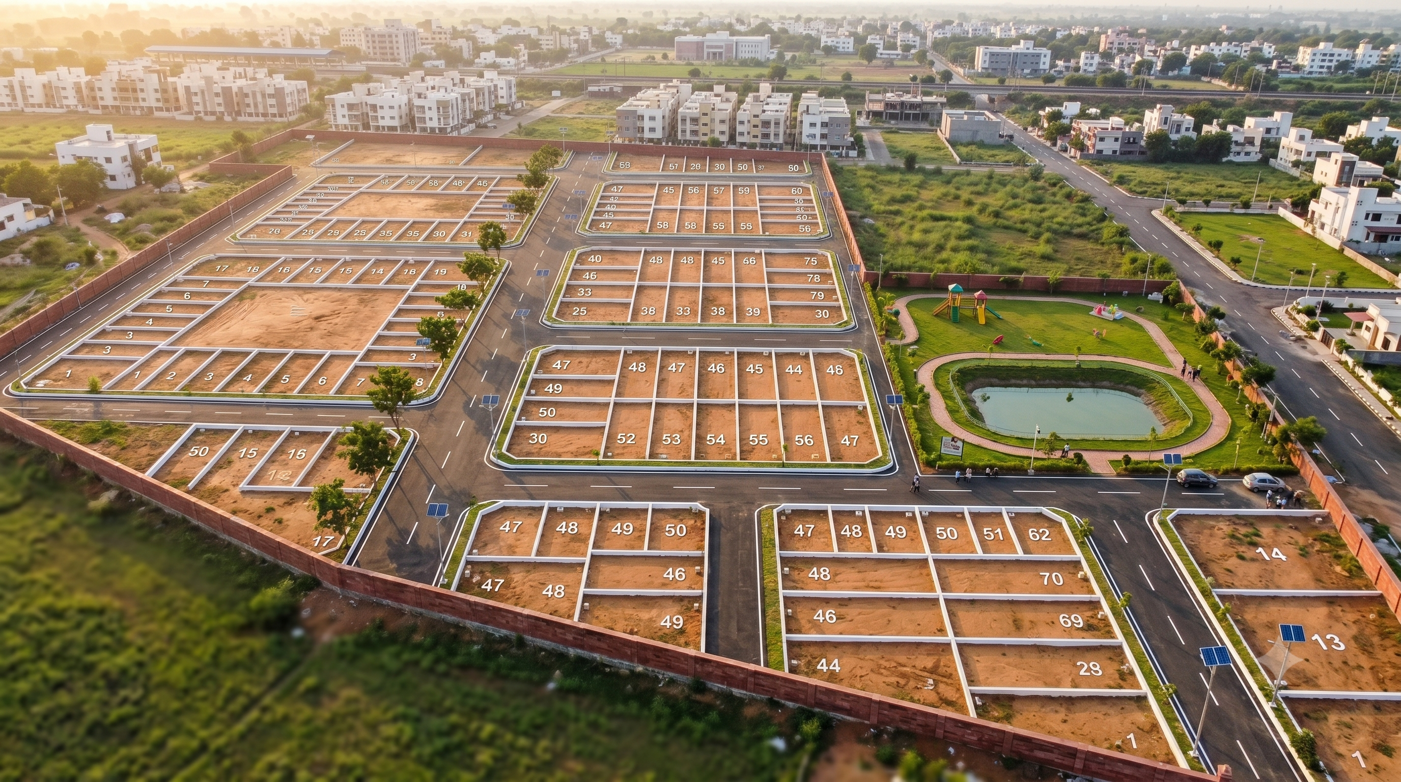 Master-planned plots with green avenues at Hallmark Smart City
