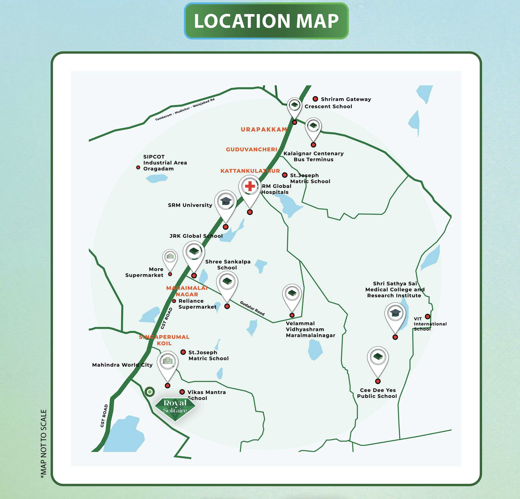 Hallmark Solitaire — location map of nearby schools, hospitals and landmarks